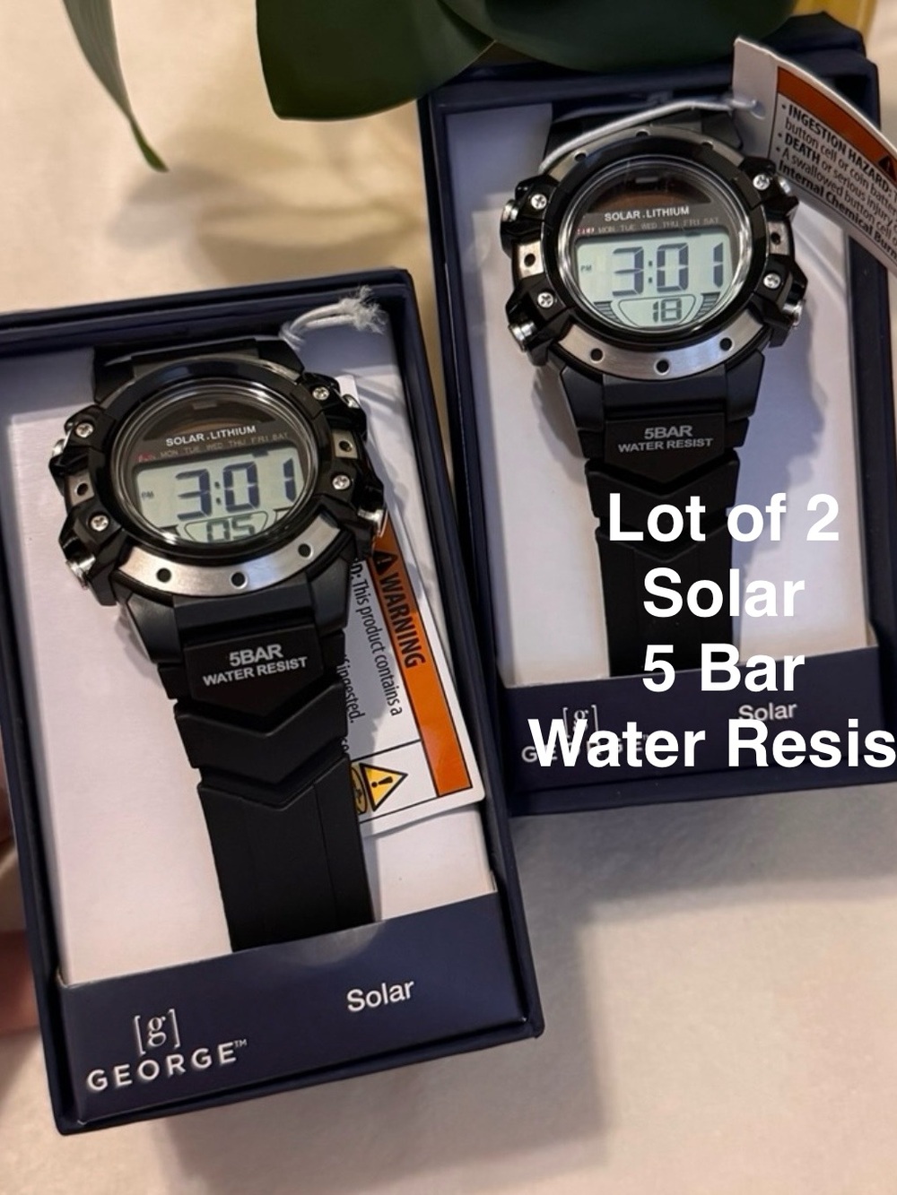 George Mens Solar Digital Wristwatch Plastic Strap